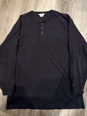 Woolrich Henley Long Sleeve Shirt Size L Black Cotton